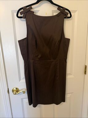 Lilly Sisto x Gianni Bini Sleeveles Mini Dress with Bow-Shoulder Brown 12 NWT